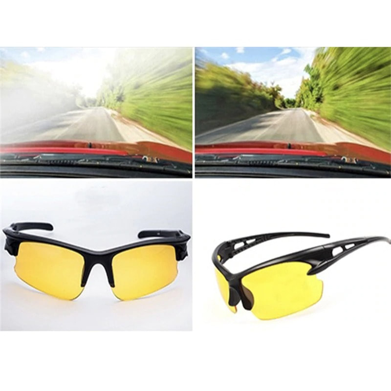 1 X Night Driving Anti Glare Vision HD Glasses Prevention Yellow Driver ...